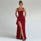 VALENCIA™ | square neck high-slit fitted maxi dress