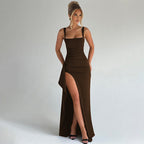 VALENCIA™ | square neck high-slit fitted maxi dress