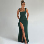 VALENCIA™ | square neck high-slit fitted maxi dress