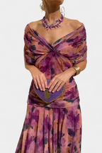 ISADORA™ | off-shoulder ruched chiffon midi dress