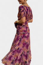 ISADORA™ | off-shoulder ruched chiffon midi dress