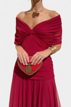 ISADORA™ | off-shoulder ruched chiffon midi dress