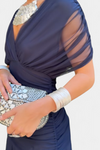 ISADORA™ | off-shoulder ruched chiffon midi dress