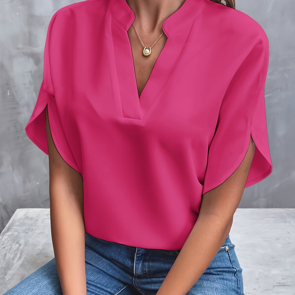NADIRA™ | V-neck flowy short sleeve blouse