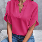 NADIRA™ | V-neck flowy short sleeve blouse