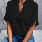 NADIRA™ | V-neck flowy short sleeve blouse