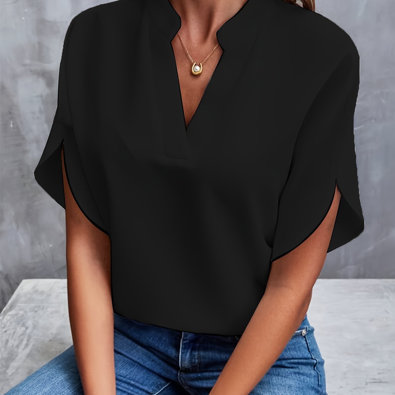 The Delaney Modern V-Neck Blouse