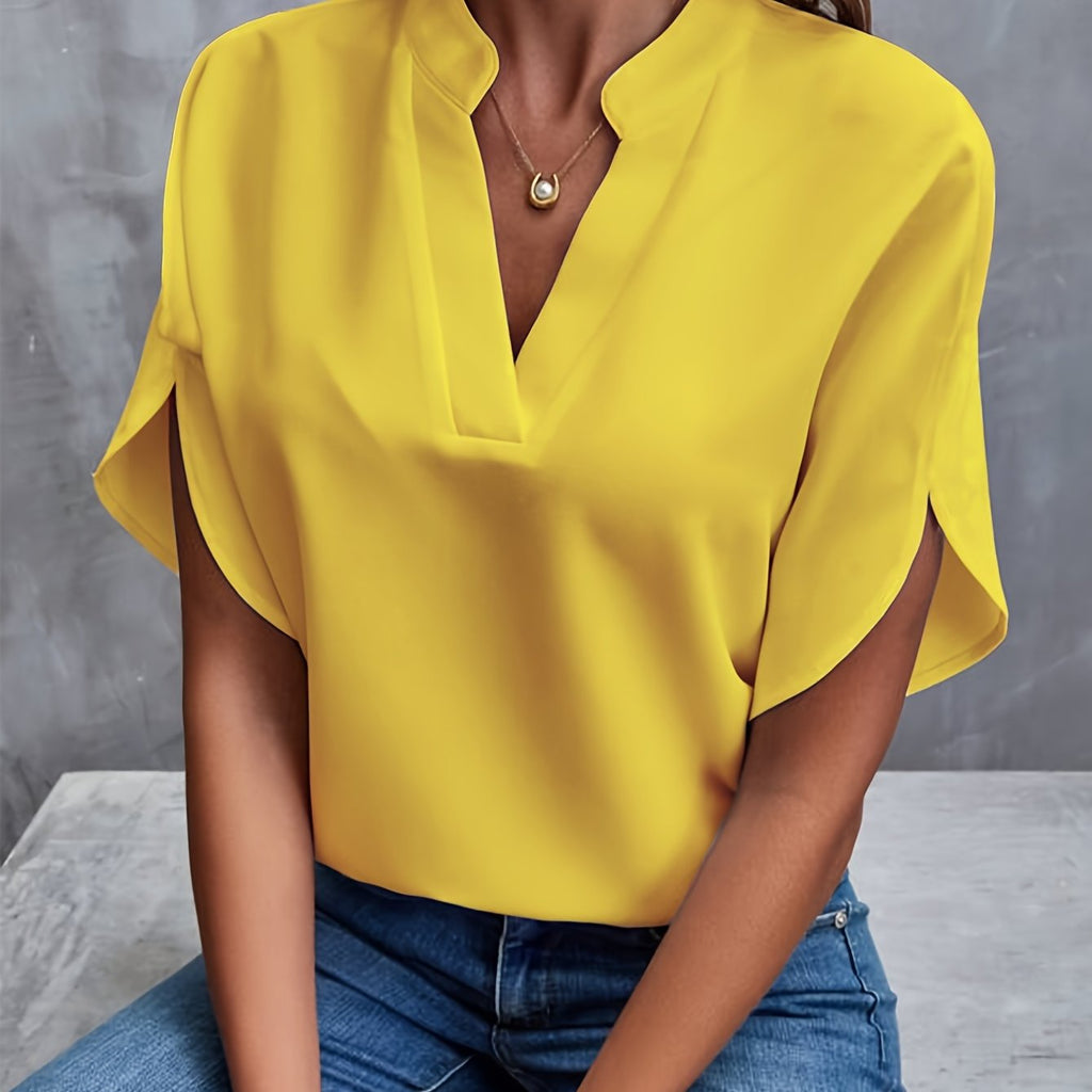 NADIRA™ | V-neck flowy short sleeve blouse