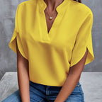 NADIRA™ | V-neck flowy short sleeve blouse
