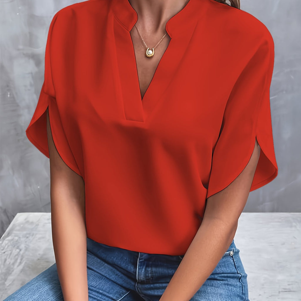 NADIRA™ | V-neck flowy short sleeve blouse