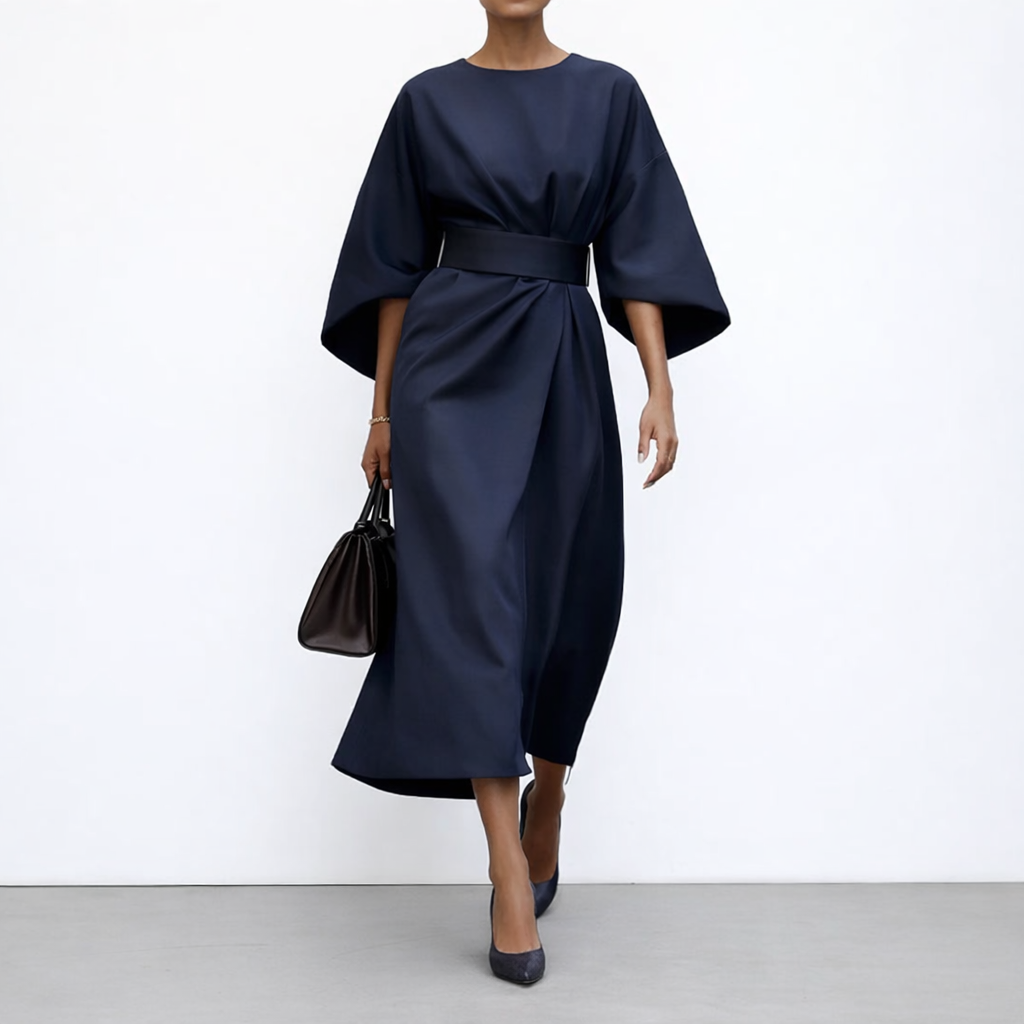 ELDRA™ | Satin Feel Batwing Sleeve Maxi Dress
