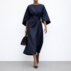ELDRA™ | Satin Feel Batwing Sleeve Maxi Dress