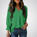 YASMINA™ | loose V-neck long sleeve blouse