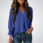 YASMINA™ | loose V-neck long sleeve blouse