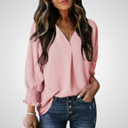 YASMINA™ | loose V-neck long sleeve blouse