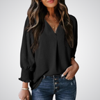 YASMINA™ | loose V-neck long sleeve blouse