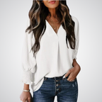YASMINA™ | loose V-neck long sleeve blouse