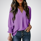 YASMINA™ | loose V-neck long sleeve blouse