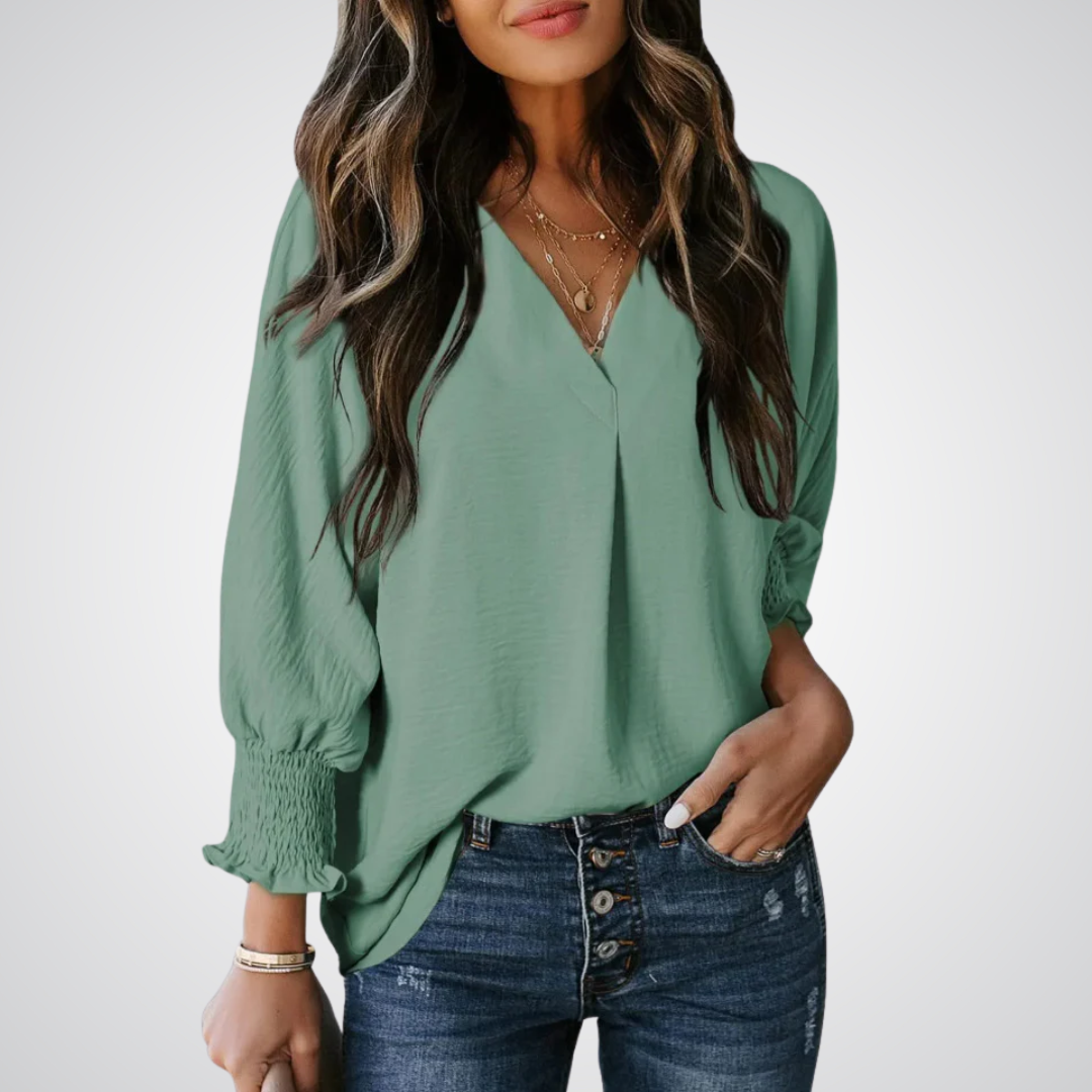 The Leila Relaxed V-Neck Blous