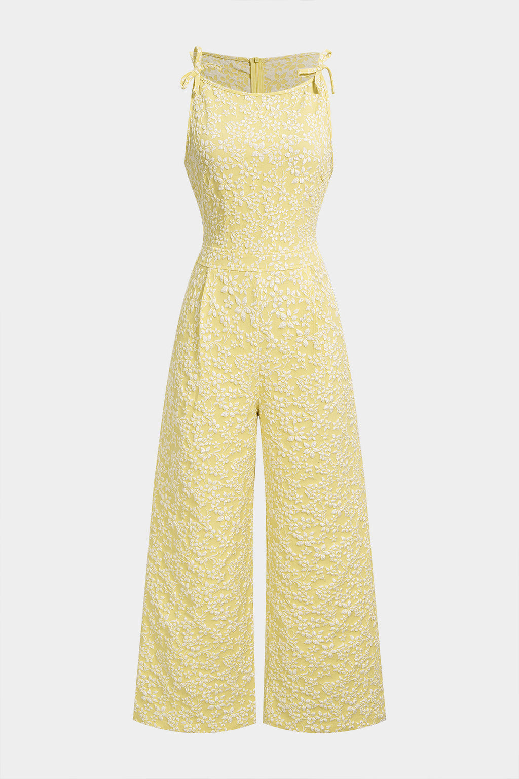 ELVIRA™ | textured bow strap wide-leg jumpsuit