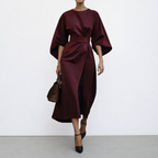 ELDRA™ | Satin Feel Batwing Sleeve Maxi Dress