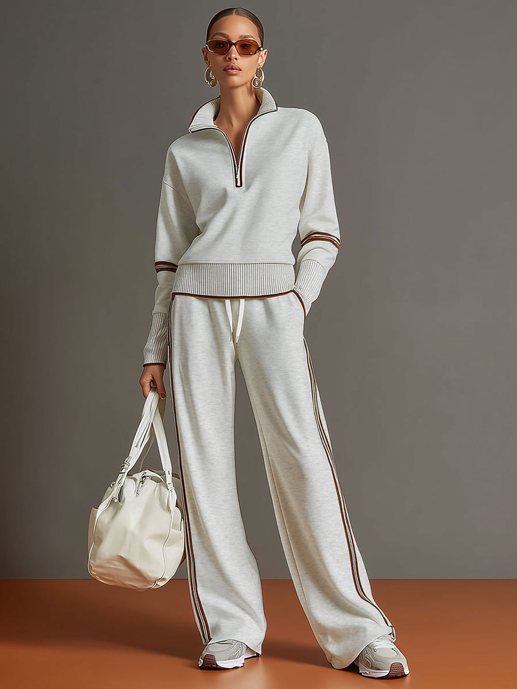 MARIETTA™ | Zip-Neck Lounge Set with Wide-Leg Trousers
