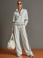 MARIETTA™ | Zip-Neck Lounge Set with Wide-Leg Trousers