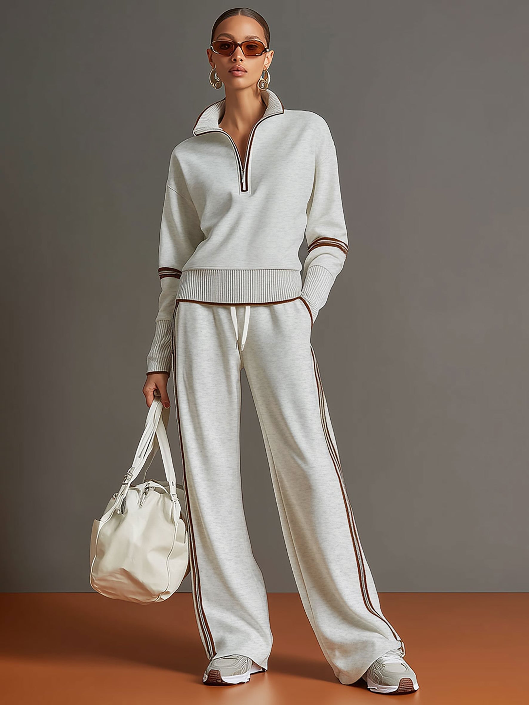 MARIETTA™ | Zip-Neck Lounge Set with Wide-Leg Trousers